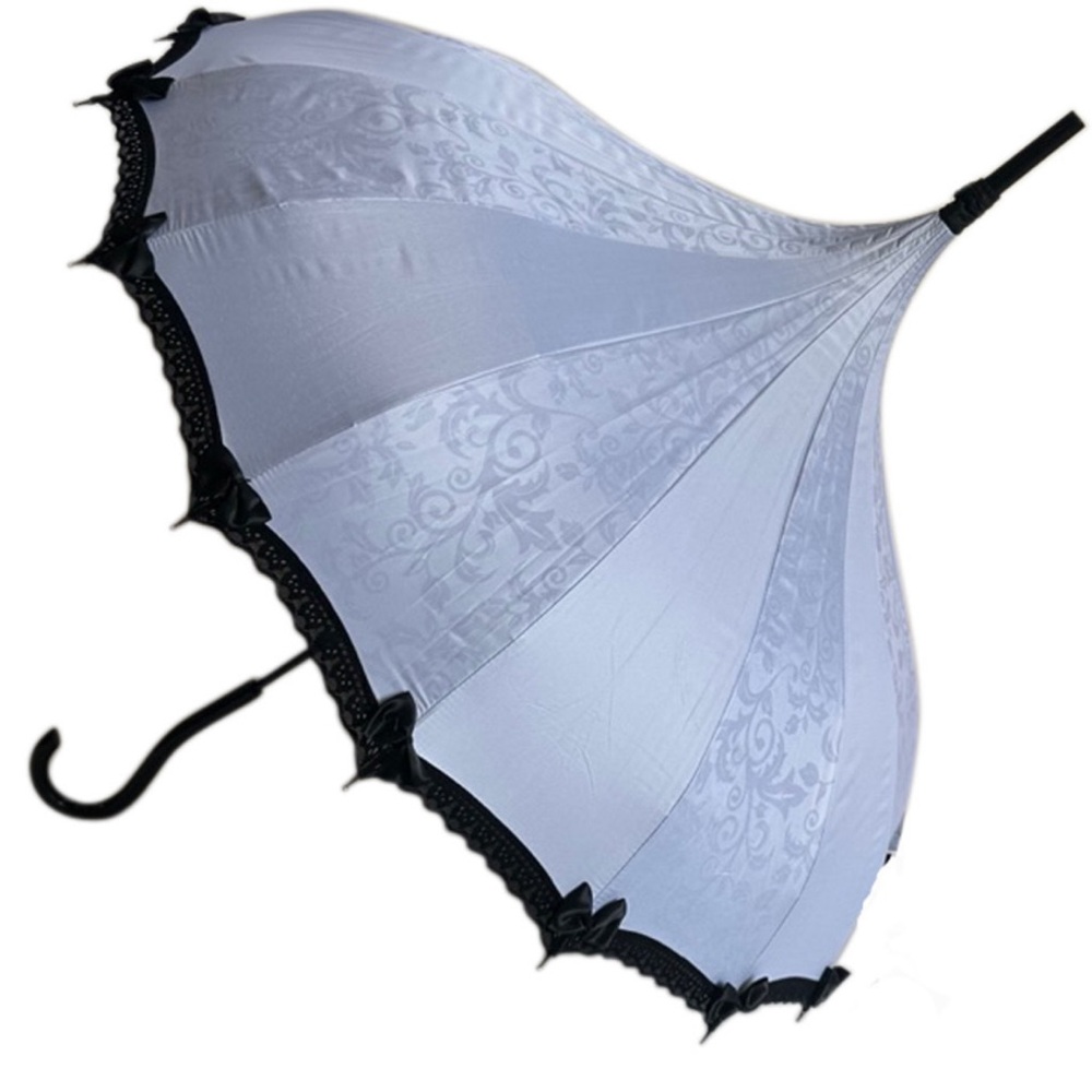 Classic White Lace-Trim Parasol Umbrella - Elegant Women's Accessory